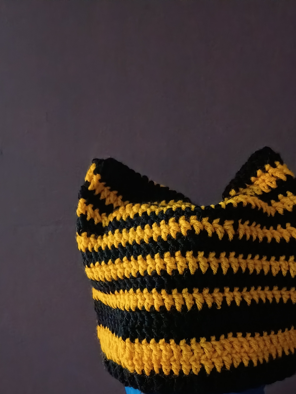 Striped Black and Yellow Knit Beanie - Cozy Women’s Hat